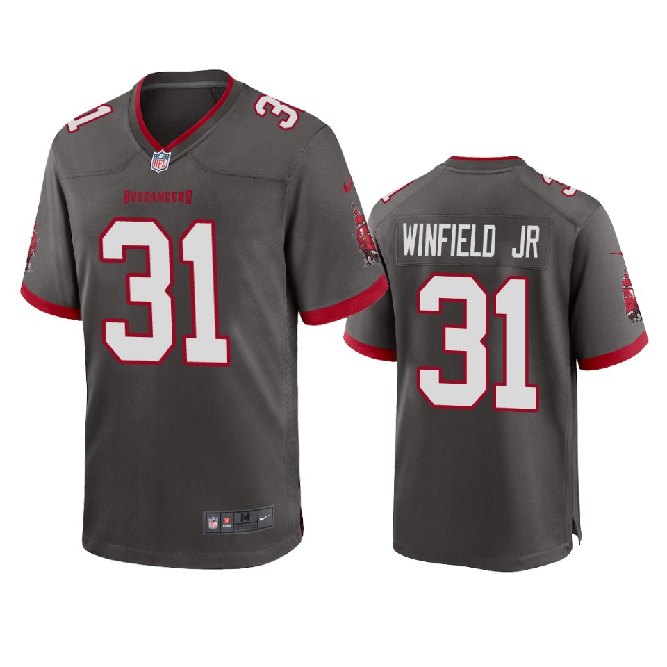Men Nike Tampa Bay Buccaneers #31 Antoine Winfield Jr. Pewter 2020 NFL Draft Alternate Game Jersey->tampa bay buccaneers->NFL Jersey